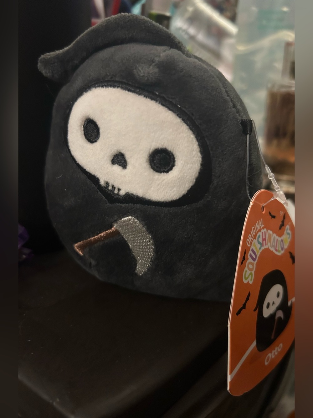 Squishmallows Otto Grim Reaper Plush - Dark Gray, White & Silver